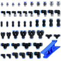 49pcs Quick Connect Air Hose Fittings Kit - Connectors for Pneumatic & Vacuum Systems, Includes Tubing Cutter Quake 49pcs