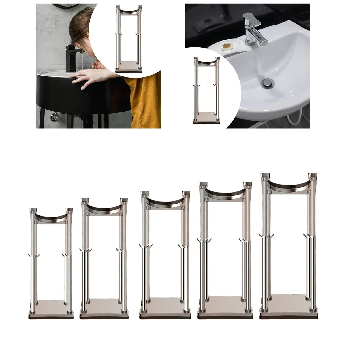 Universal Under Sink Support Pole Rod Stainless Steel Bracket for Countertop Basin Installation Quake