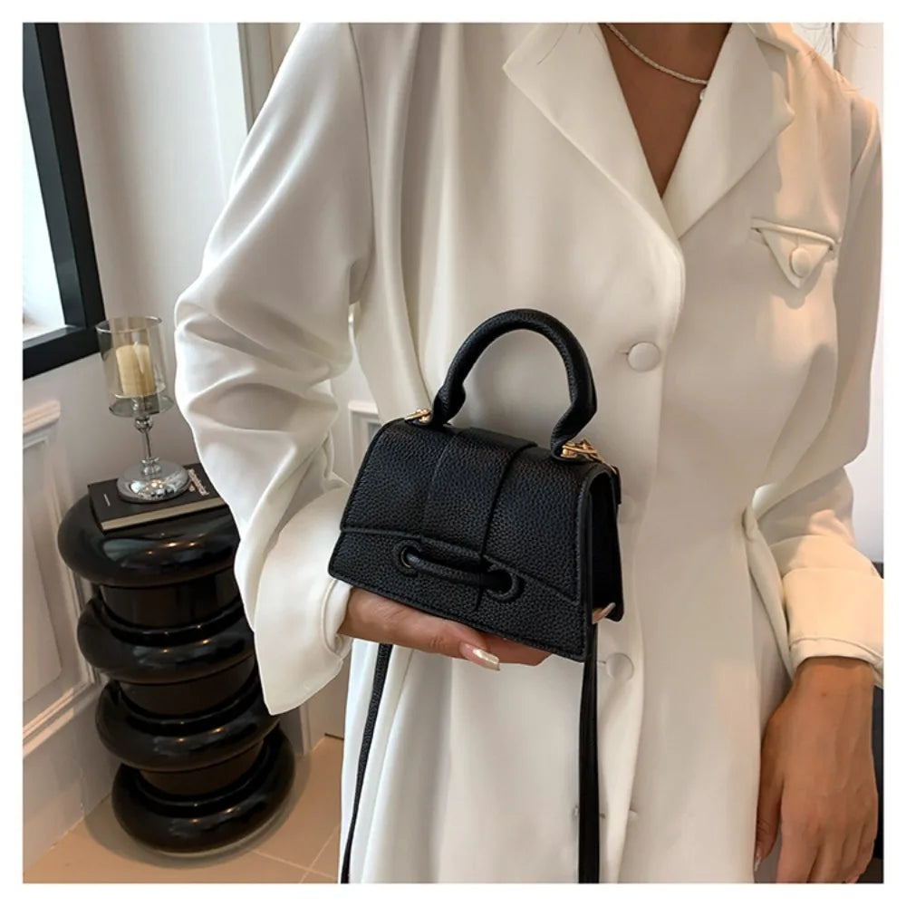 High Quality PU PU Leather Bag Solid Color Buckle Square Bag Shoulder Crossbody Bag Quake
