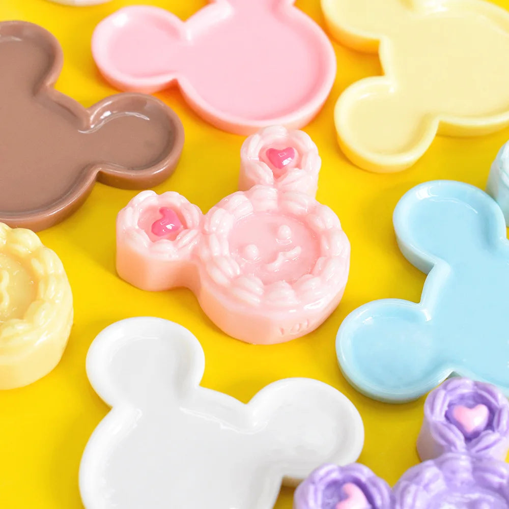 10Pcs Cute Cartoon Mouse head Plate Flatback Resin Cabochon Dollhouse Plays Toy Craft DIY Decoration Making Accessories Quake