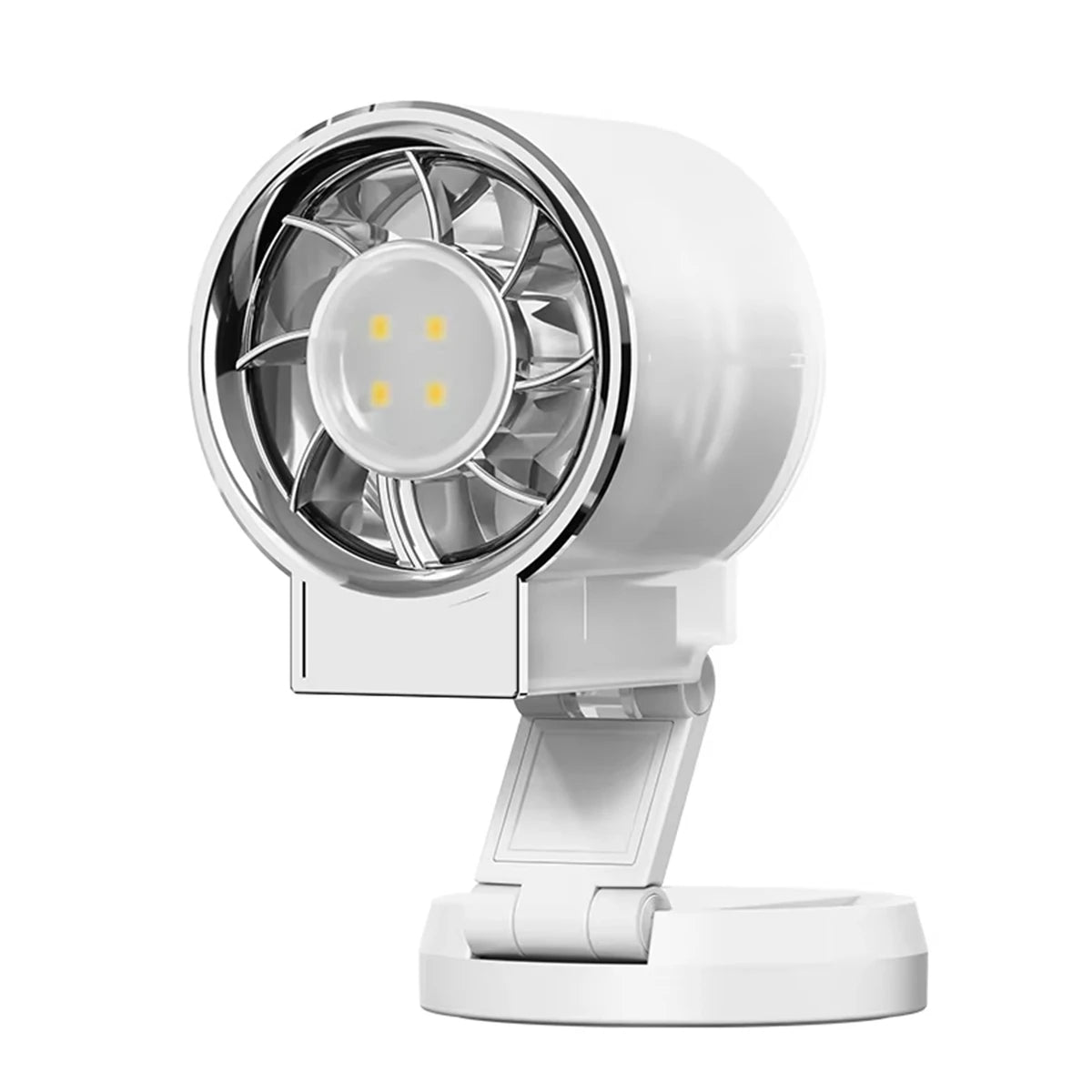 Magnetic Folding Small Fan Powerful Cold Air For Rapid Cooling With Soft Fill Light Suitable For Live Selfies And Summer Travel Quake White 1400mAh
