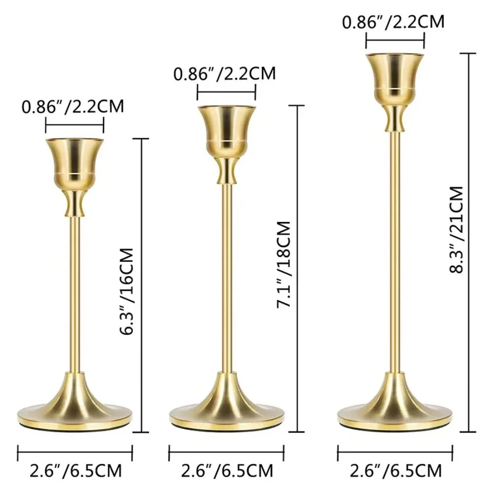 1/3pcs Vintage Elegant Tabletop Candle Holders Metal and Aluminum Home and Hotel Decoration Candlestick Holder Quake