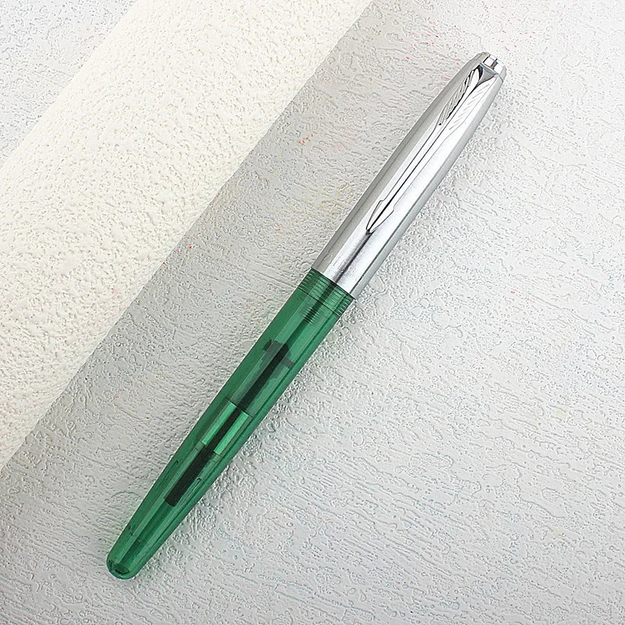 Luxury High Quality 0.38MM Fountain Pen Classic Write Retro Plastic Transparent Finance Nib Pen Stationery Office Supplies Quake