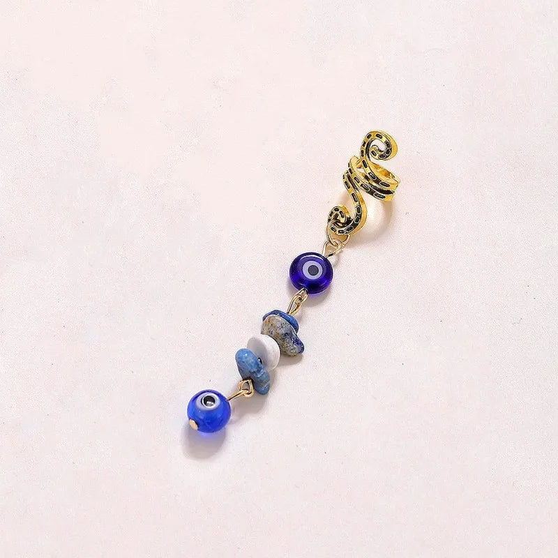 1/3pcs Blue Stone Pendant Hair Rings Dreadlock Styling Accessories Cuff Clip Hair Braid Dirty Spiral Braid Beads Hairpin Jewelry Quake gemstone short