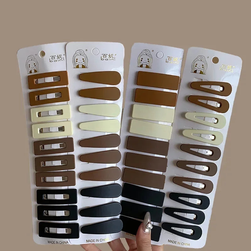 Women's BB Hair Clips Milk White Coffee Bangs Side Scrunchies Hairpins Broken Hair Fixed Clip Back Head Clips Headwear 10pcs/set Quake