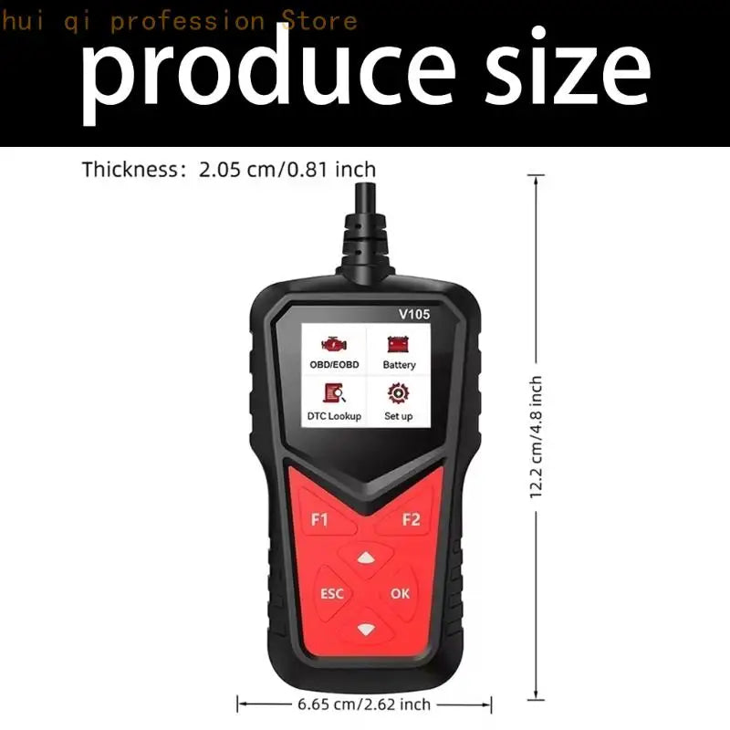 Handheld OBD2 Diagnostic Device with Display Menu and Control Pad, Vehicle Fault Tool for Routine Maintenance Review and Battery Quake