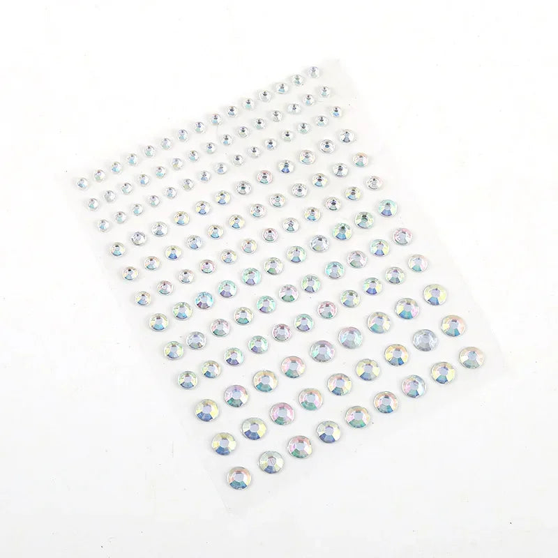 1 Pcs Waterproof Rhinestones Tattoo Stickers DIY Disposable Makeup Decoration Face Eyes Body Jewelry Colored Crystal Stickers Quake bs