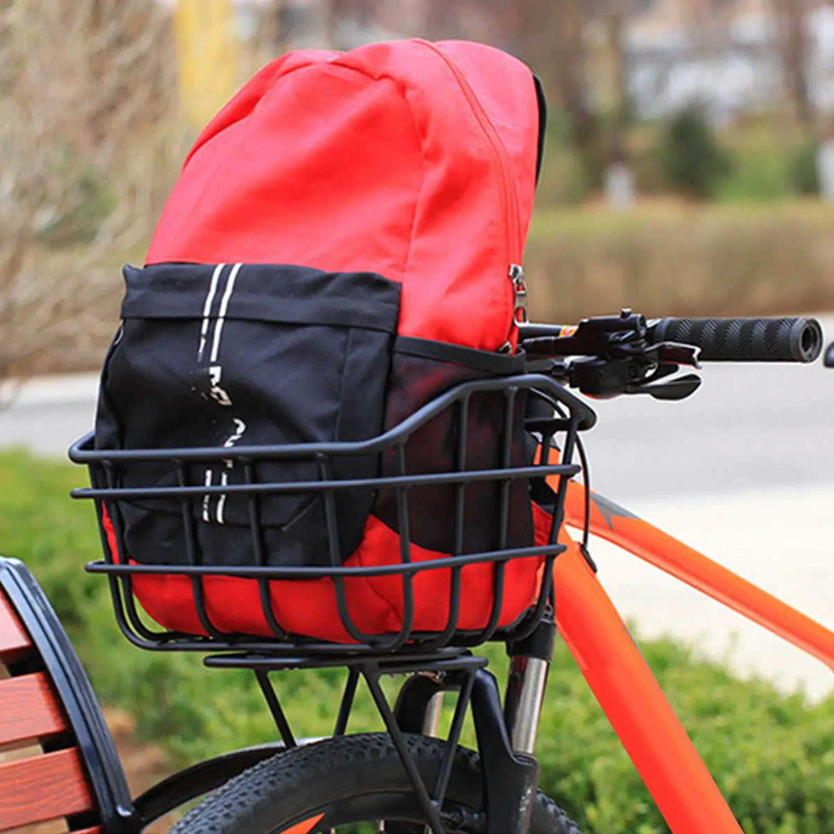 Bicycle Basket Front Aluminum Alloy Easily Install Large Capacity Sturdy Accessories Cargo Container for Riding Luggage Outdoor Quake with Layering