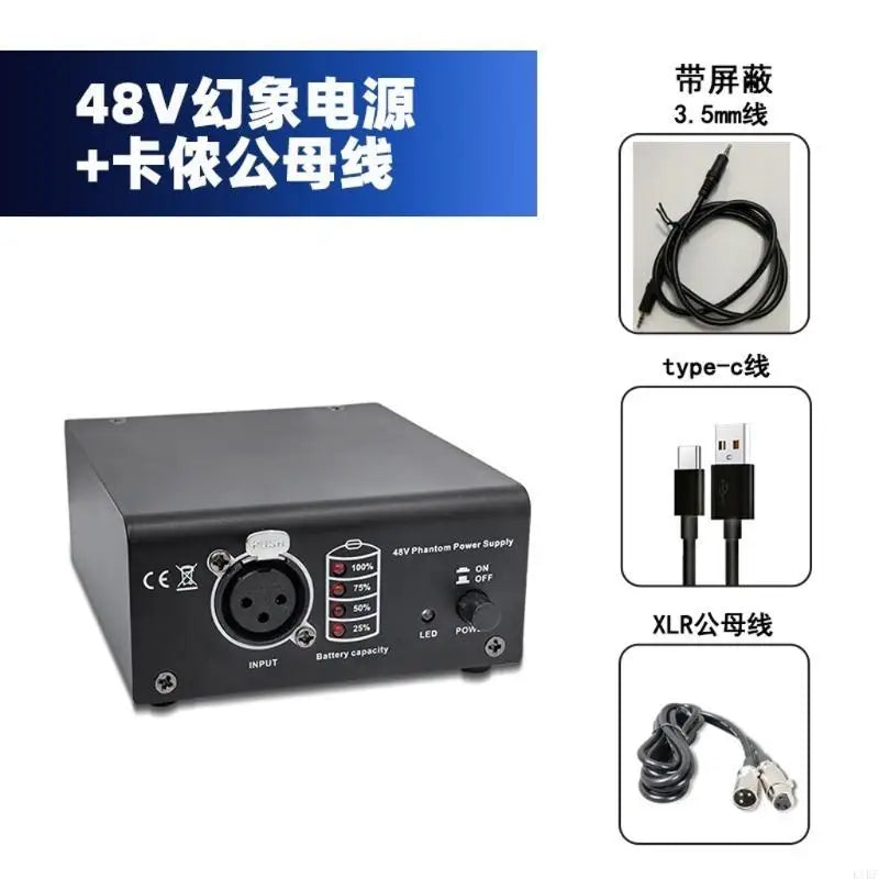 Studio 48V Power Adapter with Charging Cable Shielded USB Line For Recording Mic K1KF Quake