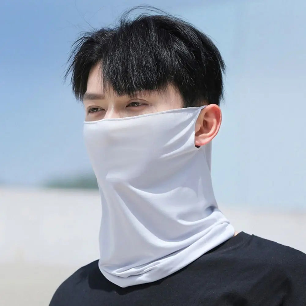 Windproof Breathable lce Silk Bandana Elastic Hanging Ear Cool Face Scarf Cycling Balaclava Men Women Quake