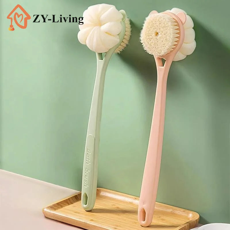 1Pcs Long Handle Bath Brush Double-Sided Scrubbing Shower Towel Back Scraper Detachable Strong Bath Soft Bristle Washing Brush Quake