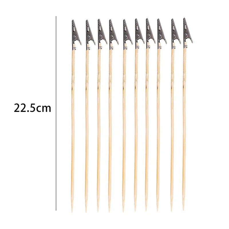 Bamboo Stick Alligator Clamps Model Painting Stand Clips Wooden Metal Clip Detachable Stick Support Clamp DIY Photo Display Clip Quake 10PCS 22.5cm