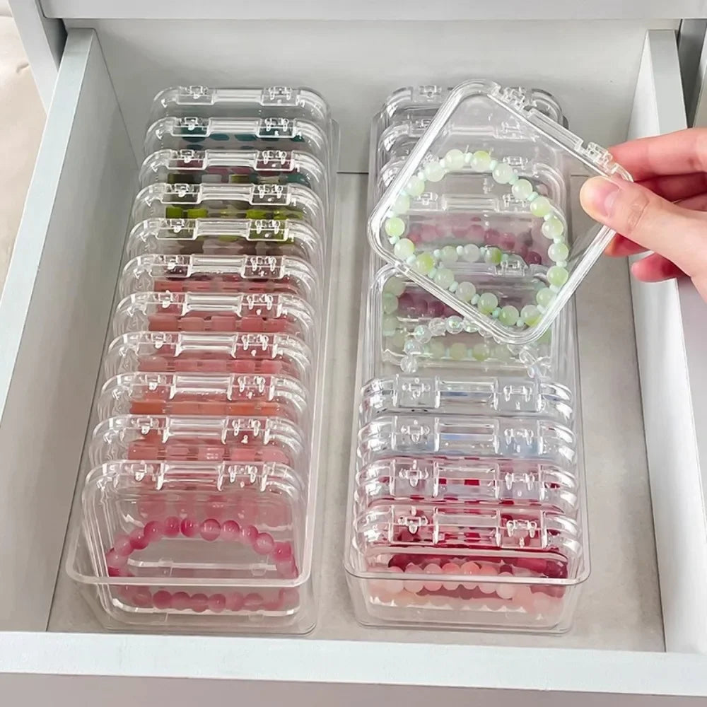 10/1PCS Transparent Acrylic Storage Box Portable Square Nail Container Jewelry Earring Rings Bracelet Badge Nail Packaging Case Quake