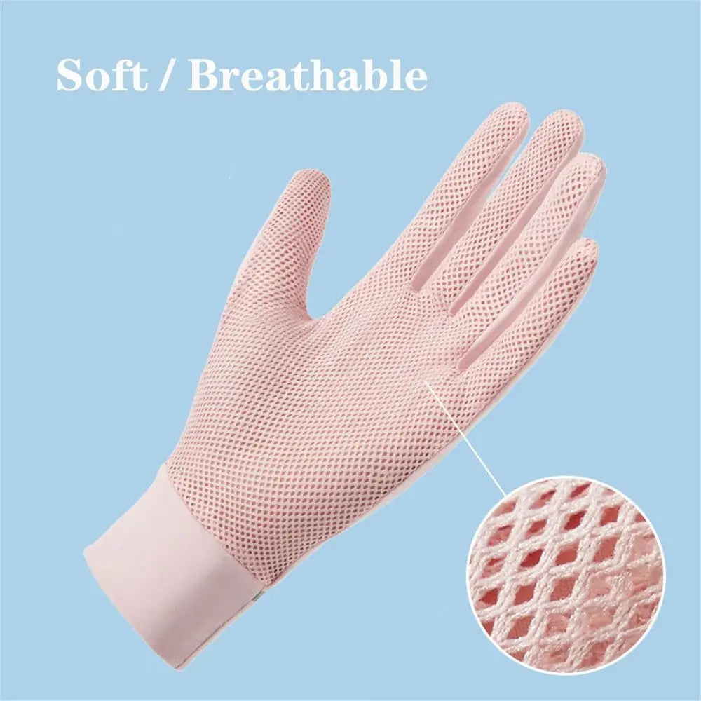 Women Female Thin Sunscreen Anti-UV Gloves Mittens Ice Silk Gloves Sun Protection Gloves Quake