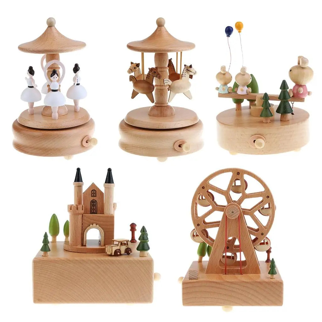 Wooden Music Box Wood Craft Decoration Birthday Christmas Gift for Kids Quake