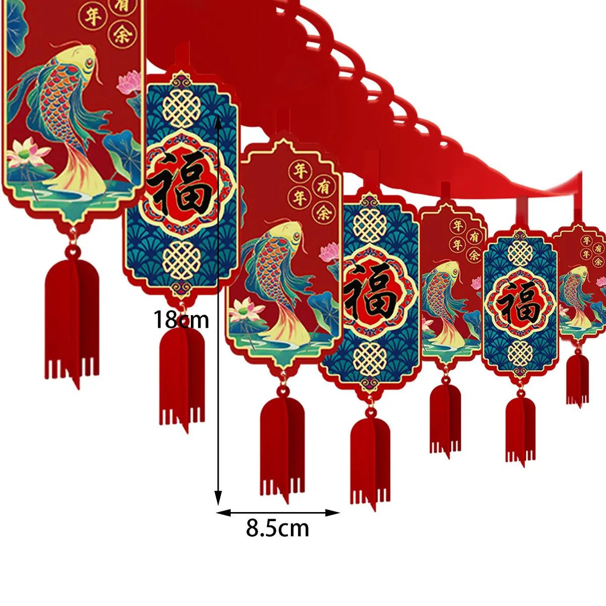 Chinese Dragon Year Garland Lunar New Year Ornament Pendant Tassel Decorative Room Ceiling Garland for Indoor Outdoor Sturdy Quake