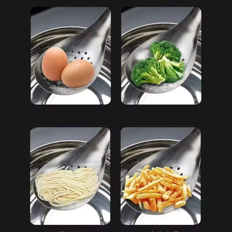 Thickened Stainless Steel Slotted Spoon Kitchen Colander Skimmer Spoon for Noodles Dumplings Frying Hot Pot Food Strainer Ladle Quake