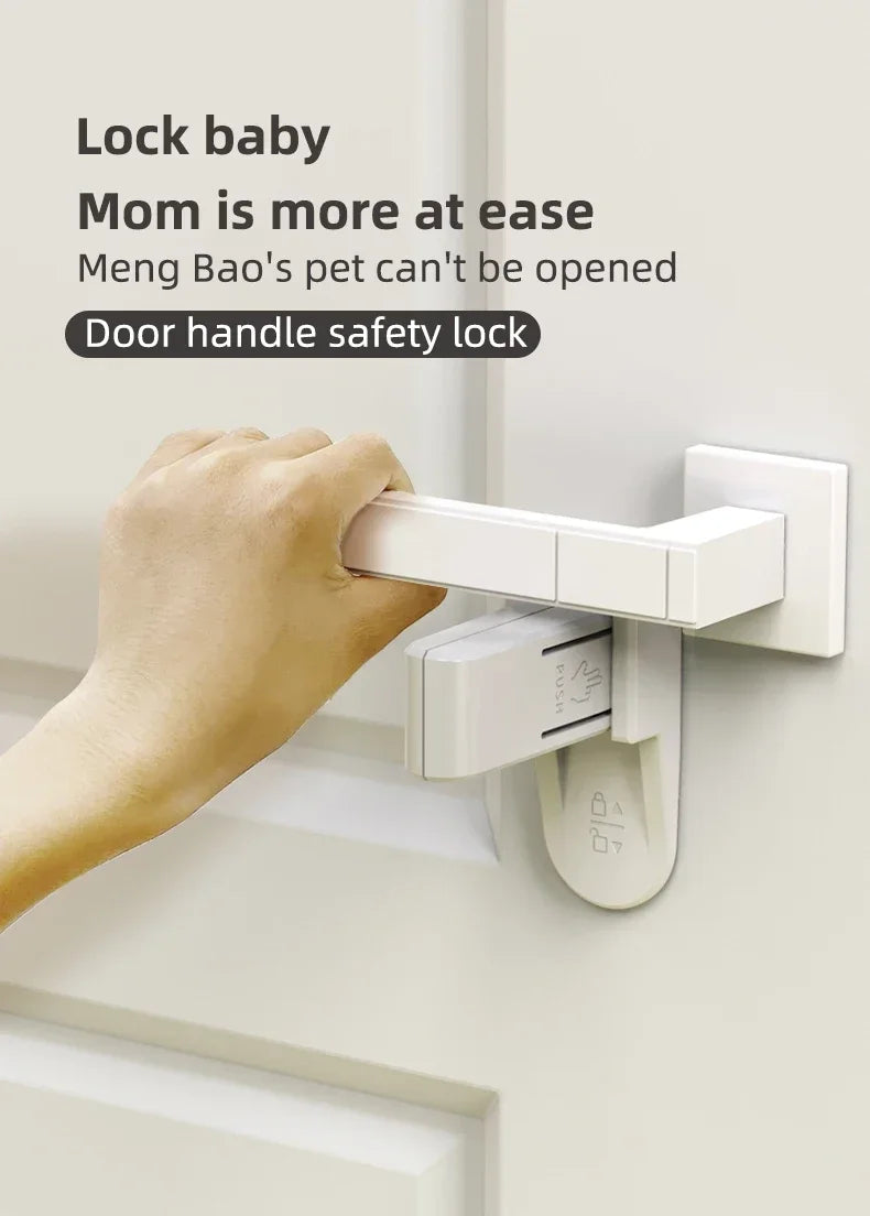 vvocci Home Universal ABS Protection Device for Children Easy to Install Anti-open Handle Locks Door Lever LockSafety Doors Lock Quake
