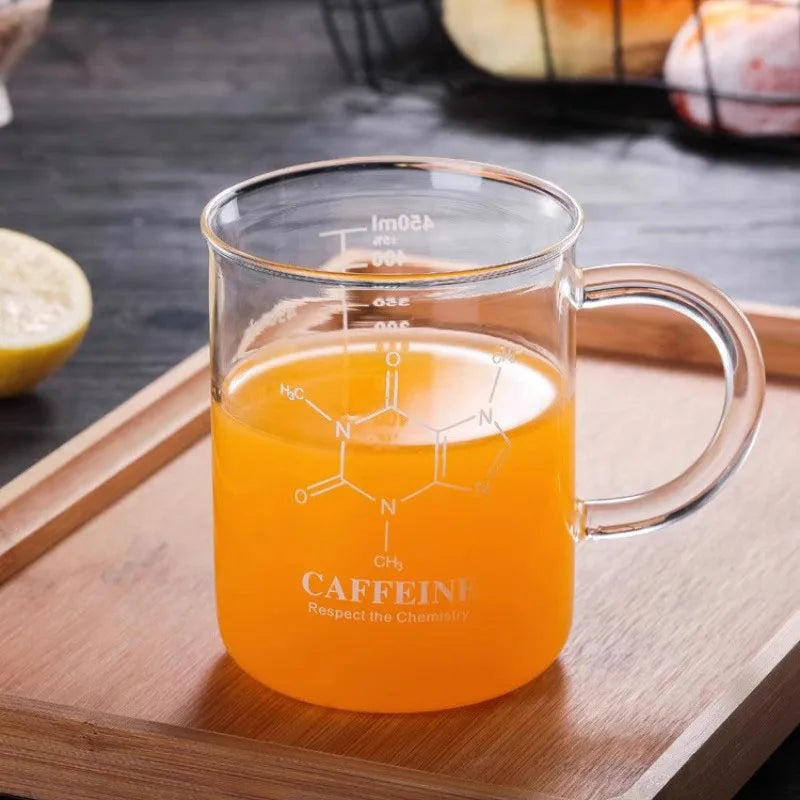 YWDL 450ml High Borosilicate Glass Measuring Cup With Handle Clear Multifunction Scale Beaker Mug Home Kitchen Milk Coffee Mug Quake