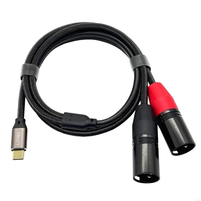 USB C to Double XLR Male Music Splitter Cable, Braided Y Cable with Chip for Mobile Recording and Live Sound Gear K1KF Quake 50cm CN