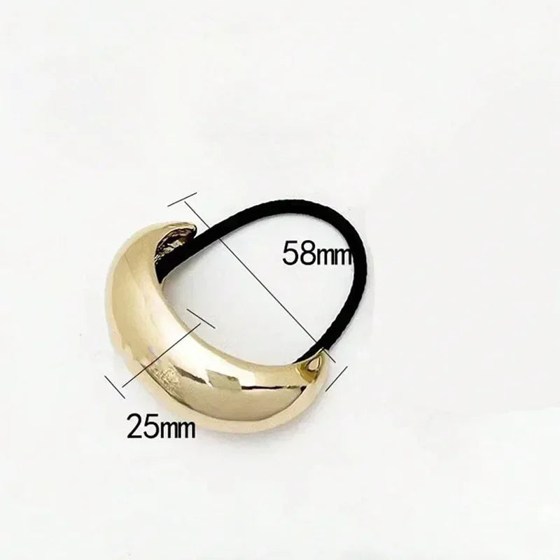 Punk Geometric Metal Ponytail Holder Scrunchie Women Girls Simple Hairbands Stretchy Headband Fashion Personality Accessories Quake