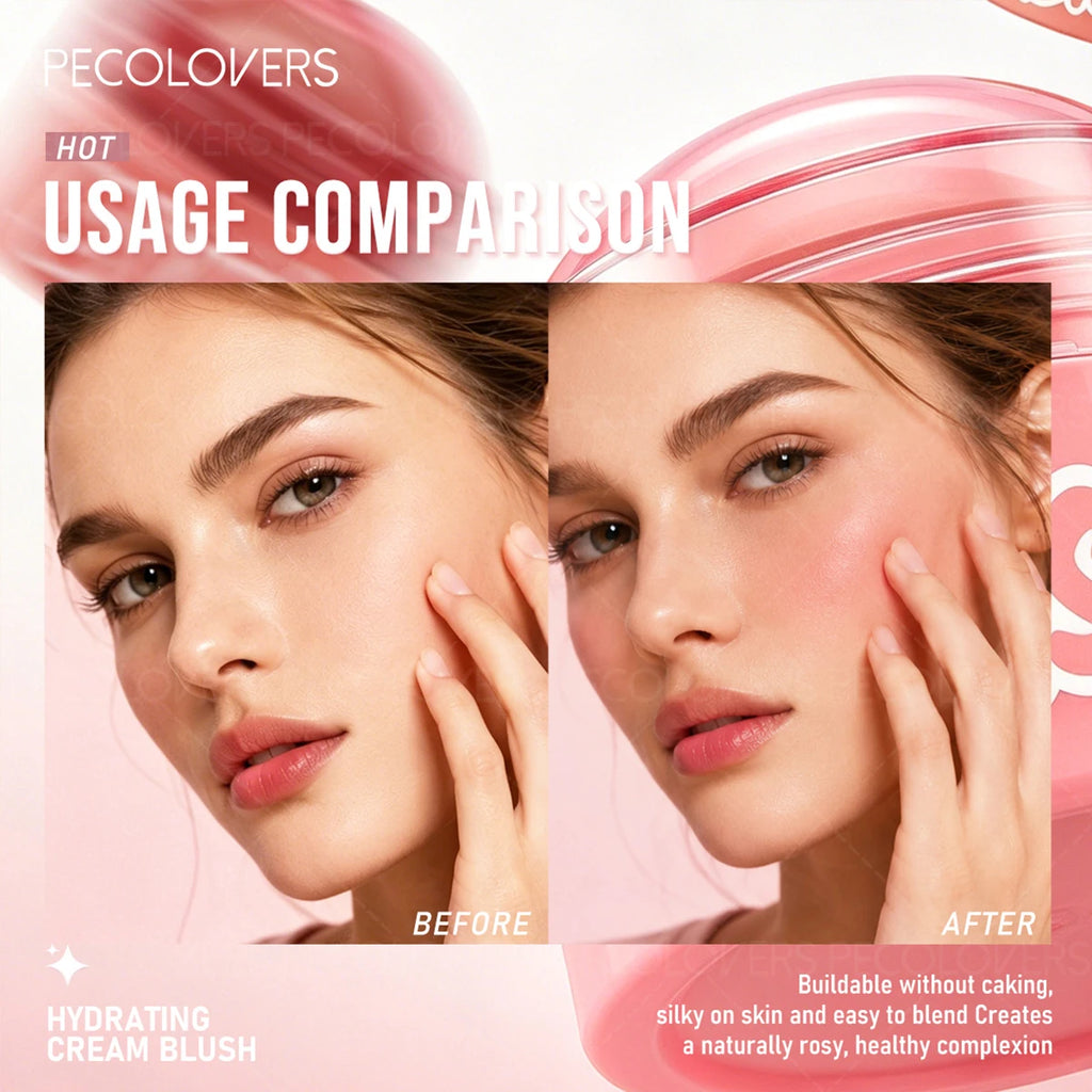 1PC Round Jar of Clear Powder Blusher, Brighten The Face, Waterproof and Durable, Multi Color Powder Blusher Choice Quake
