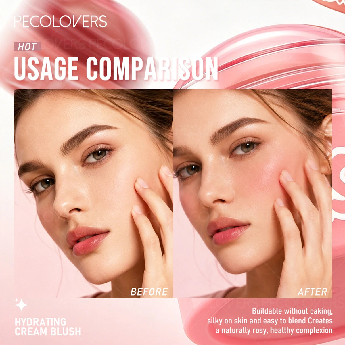 1PC Round Jar of Clear Powder Blusher, Brighten The Face, Waterproof and Durable, Multi Color Powder Blusher Choice Quake