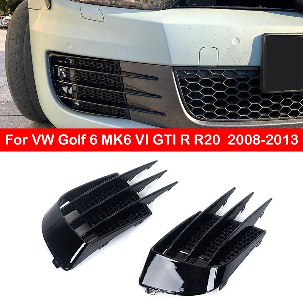For VW Volkswagen Golf 6 MK6 VI GTI R R20 Car Front Fog Light Lamp Shade Hoods ABS Cover Trim Wind Eyebrow Bumper Grille Frame Quake Default Title
