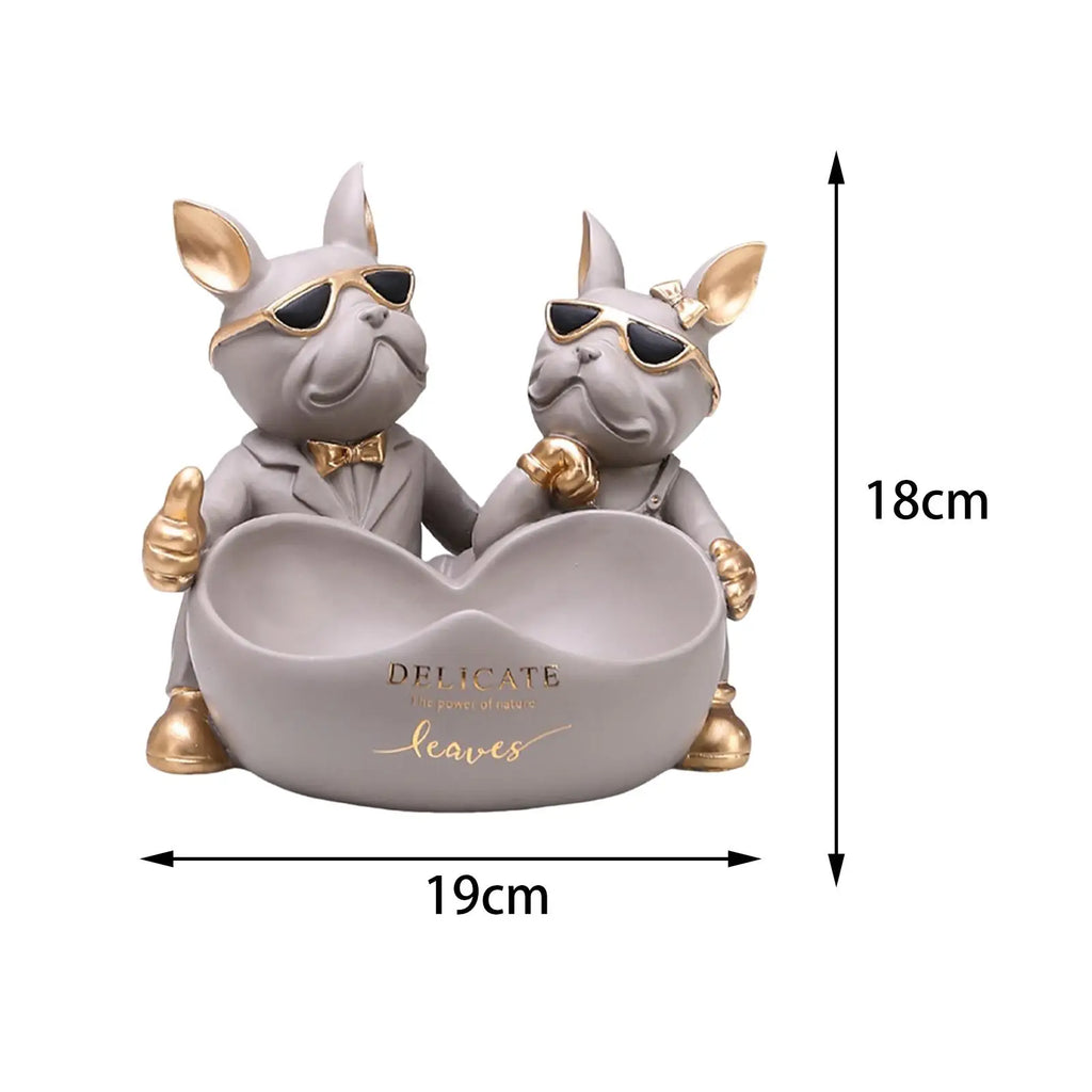 Abstract Bulldog Statue Tray Lovers Present Desktop Decoration Indoor Outdoor Keys Candy Dish Cute Dog Sculpture for Bedroom Quake