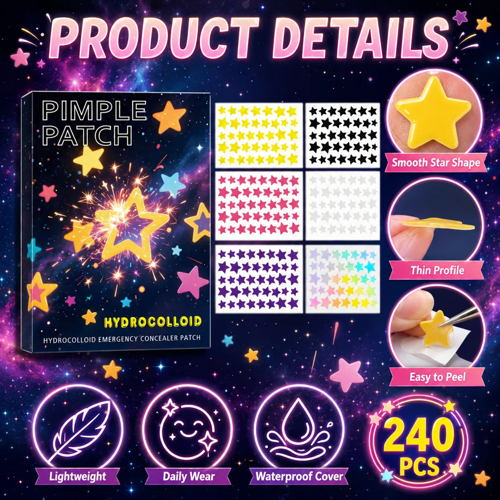 240pcs Star Pimple Patches For Face Hydrocolloid, Absorbing Cover, Tea Tree, Hydrocolloid Acne Patch, Cute Star Pimple Quake