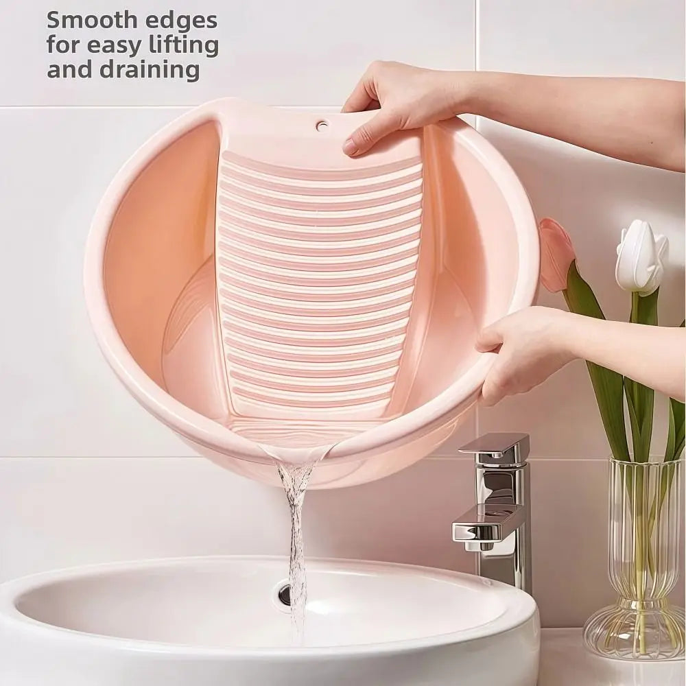 2IN1 Washboard Laundry Basin Plastic Thickened Underwear Cleaning Basin Lightweight Convenient Laundry Tub Hand Washing Clothes Quake