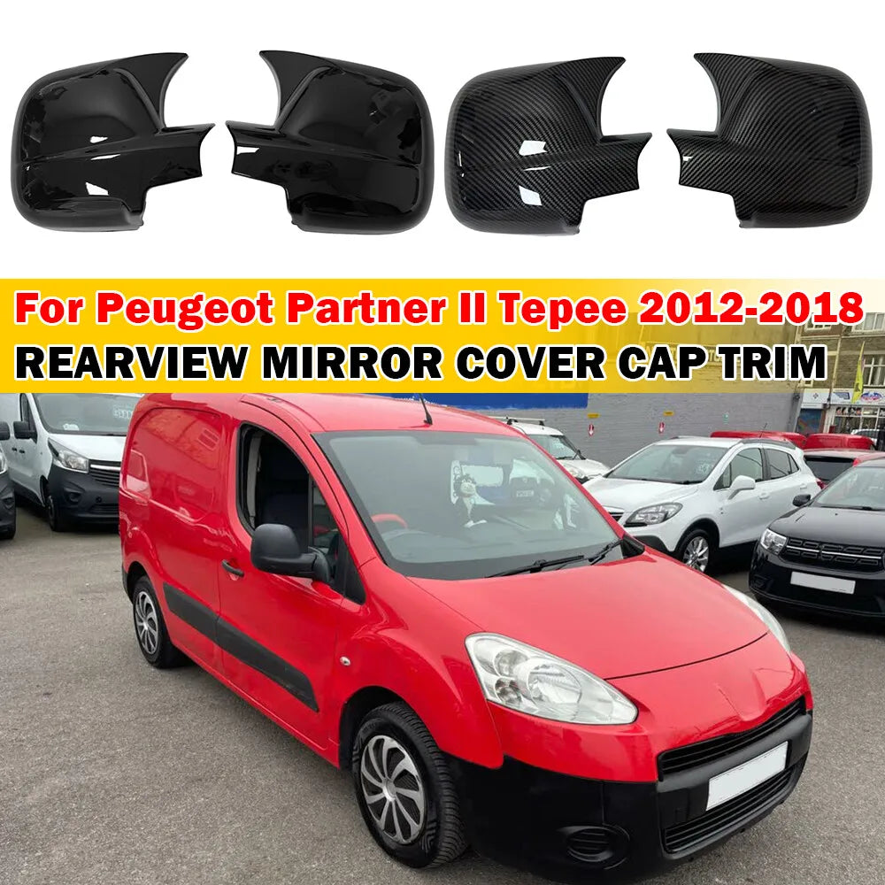 For Citroen Berlingo III Combo E Peugeot Partner II Rifter 2012-2018 Car Sticker Rearview Side Mirror Cover Wing Cap Case Trim Quake
