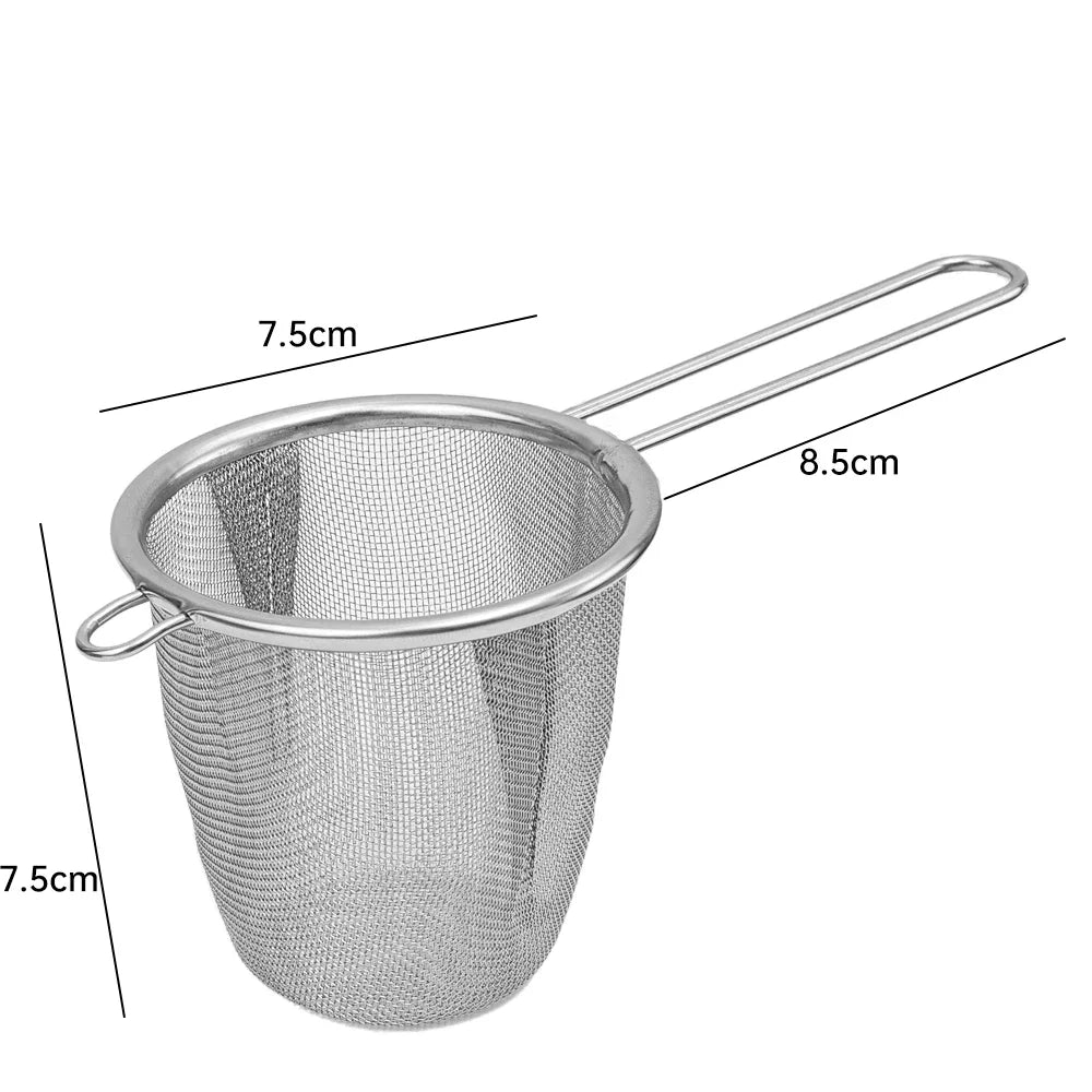 Stainless Steel Tea Infuser Reusable Tea Leak Filter Teapot Strainer Single Ear Shape Coffee Herb Spice Diffuser With Handle Quake Silver