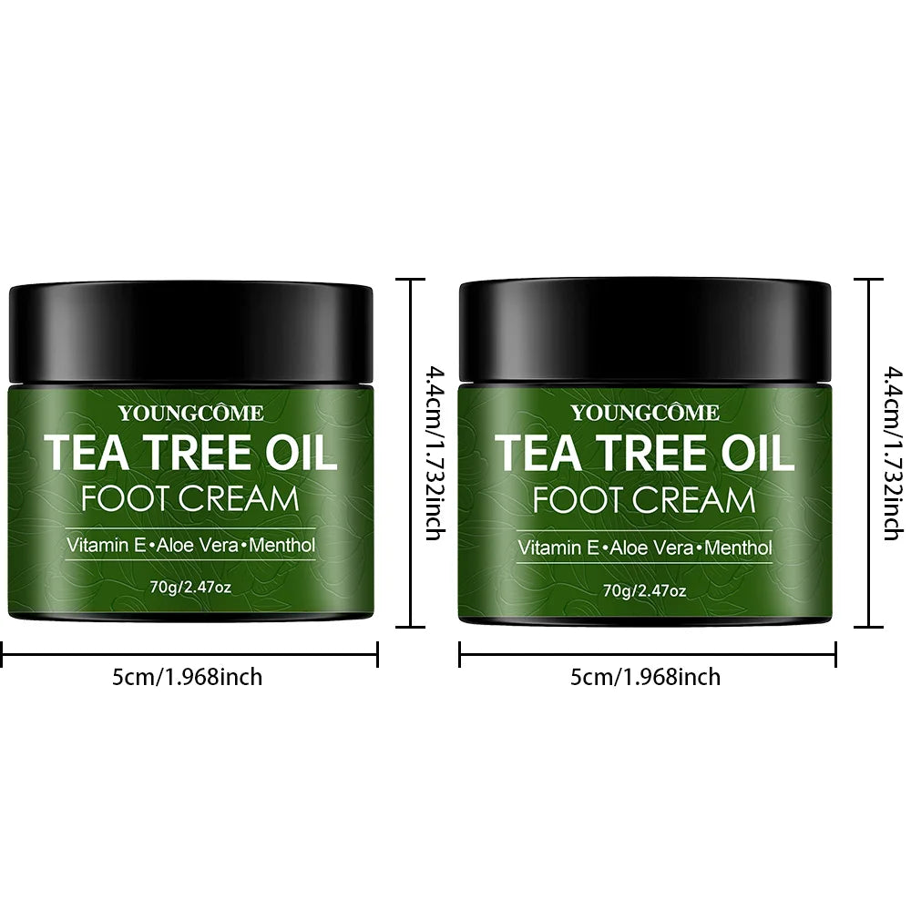 Tea Tree Oil Foot Cream Improves Skin Roughness Softens Cracked Feet Exfoliating Foot Care Solution Moisturization Quake 70g 2pcs