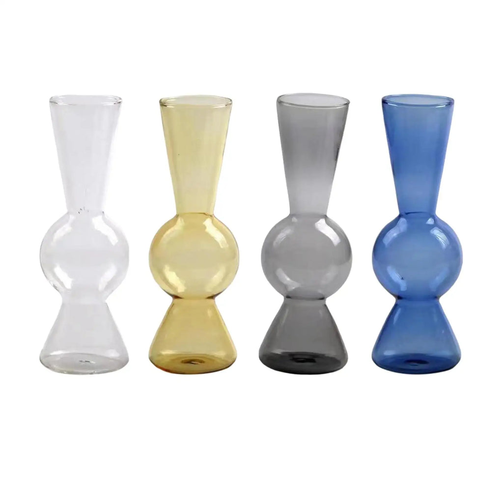 Modern Glass Flower Vase Holder Flower Pot Ornaments for Living Room Tabletop Centerpieces Dining Table Kitchen Decor Quake
