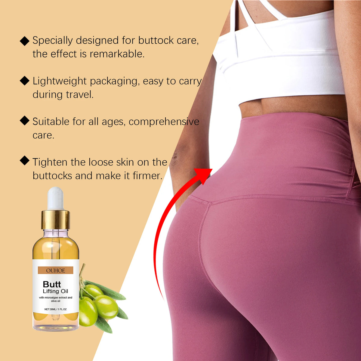 Hip Lifting Oil Buttock Lifting Oil Firming Nourishing Moisturize Tighten Shaper Bum Sexy Body Butt Massage Care Essential Oil Quake
