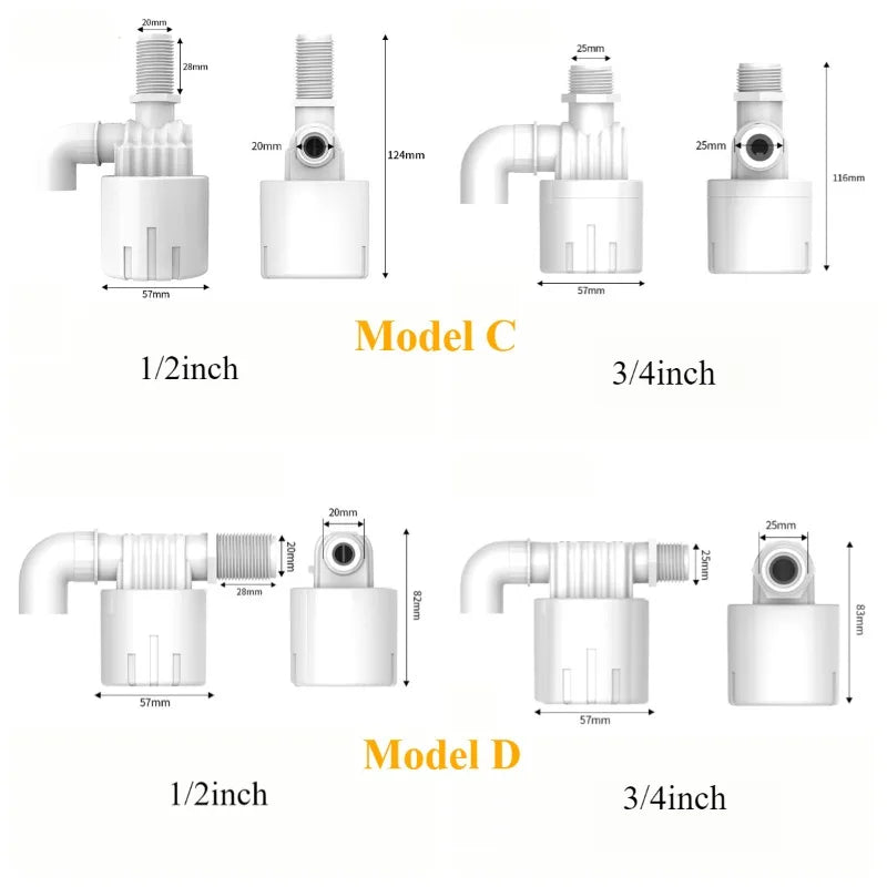 1/2 Inch 3/4 inchPlastic float ball valve - automatic water stop level controller, water tank/tower switch ball valve. Quake