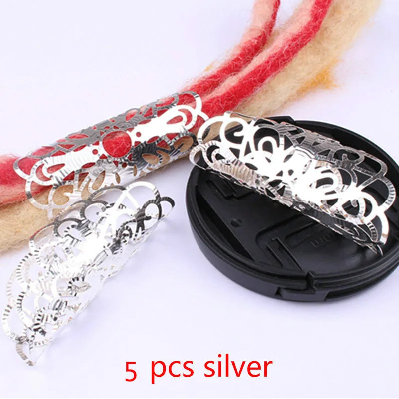 5Pcs Gold Hair Dread Braids Dreadlock Beads Adjustable Cuff Clip Round Vintage Hair Ring Fashion Styling Accessories Tools Quake NO.4
