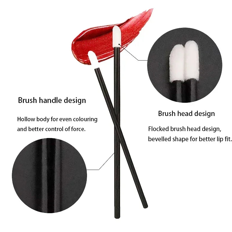 vvocci 50Pcs Disposable Lip Brushes + 50 Refills.Perfect for lip makeup.No shed,odorless,portable,cost-effective lip makeup tool Quake