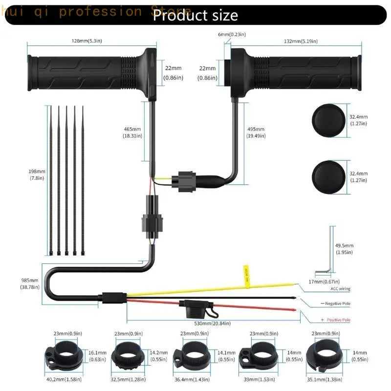 Intelligent Chip Controlled Heated Motorcycle Grips 6 Speed Memory for Winter H8WE Quake