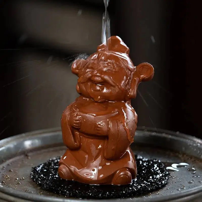 Zisha Tea Pet God of Wealth Figurine Sculpture Character Buddha Little Novice Monk Tea Play Tea Table Quake