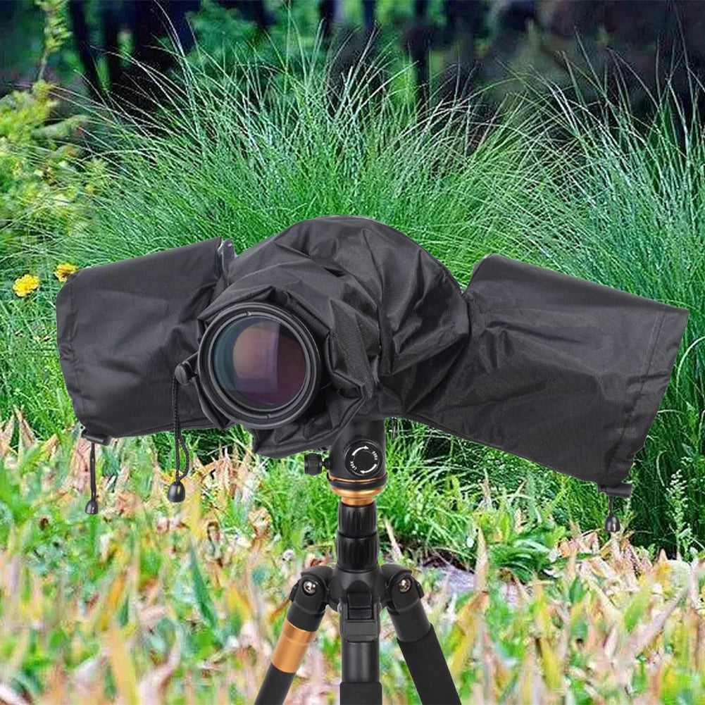 Waterproof Camera Rain Cover Rain Raincoat Protector Black Rain Covers for Canon Nikon Sony Panasonic Fuji DSLR Camera Quake