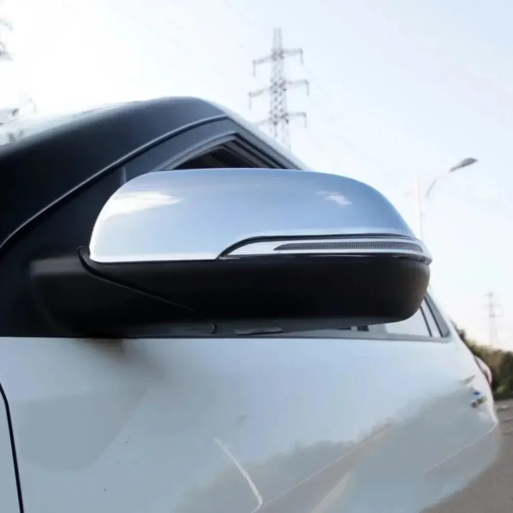 For Hyundai IX25 2014-2019 Car Sticke Rearview Side Mirror Cover Wing Cap Exterior Door Rear View Case Trim Silver Chrome ABS Quake