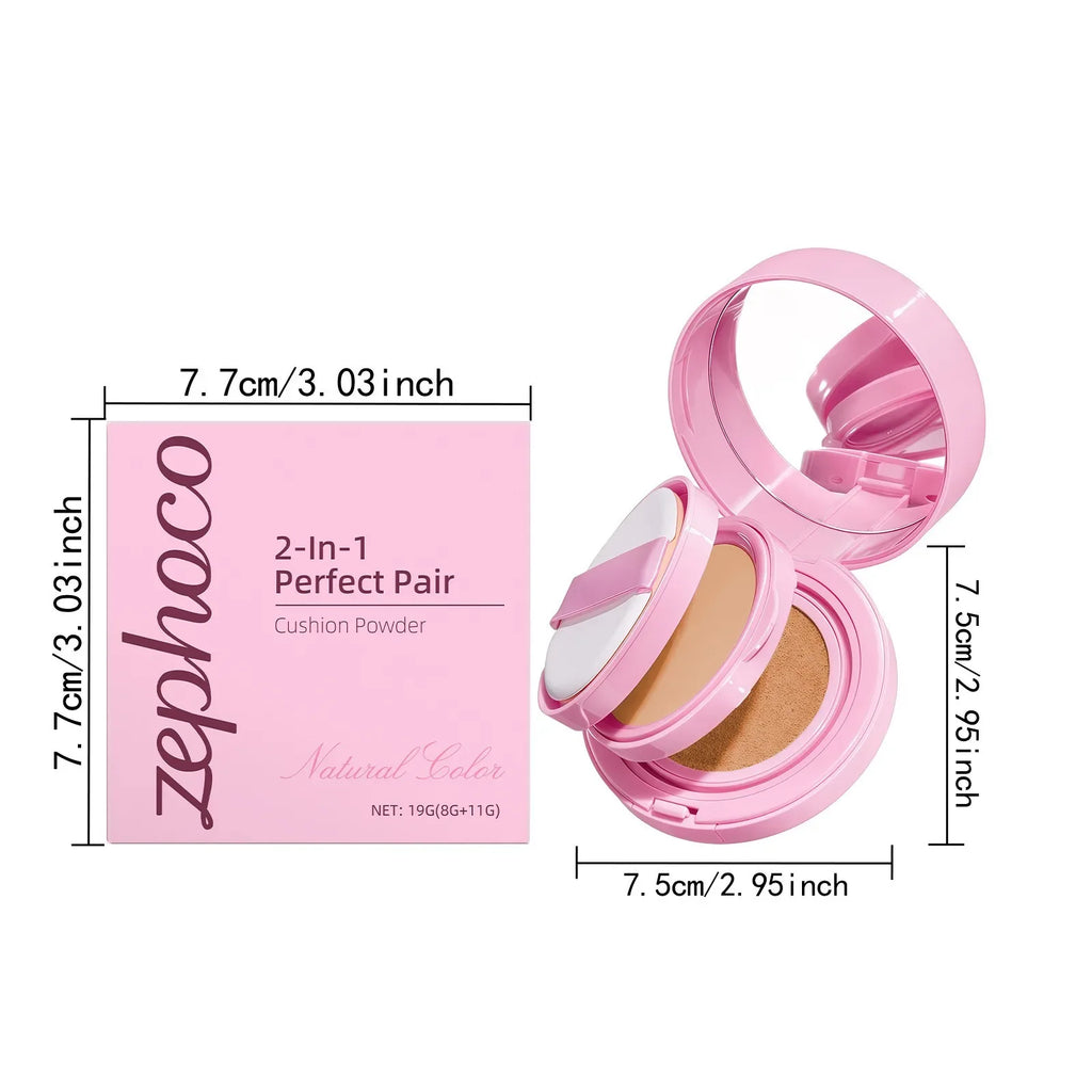 Zephoco2-in-1Cushion Foundation Lightweight Hydrating Long Lasting Daily Wear Photo Ready Ideal for Graduation And Party Makeup Quake