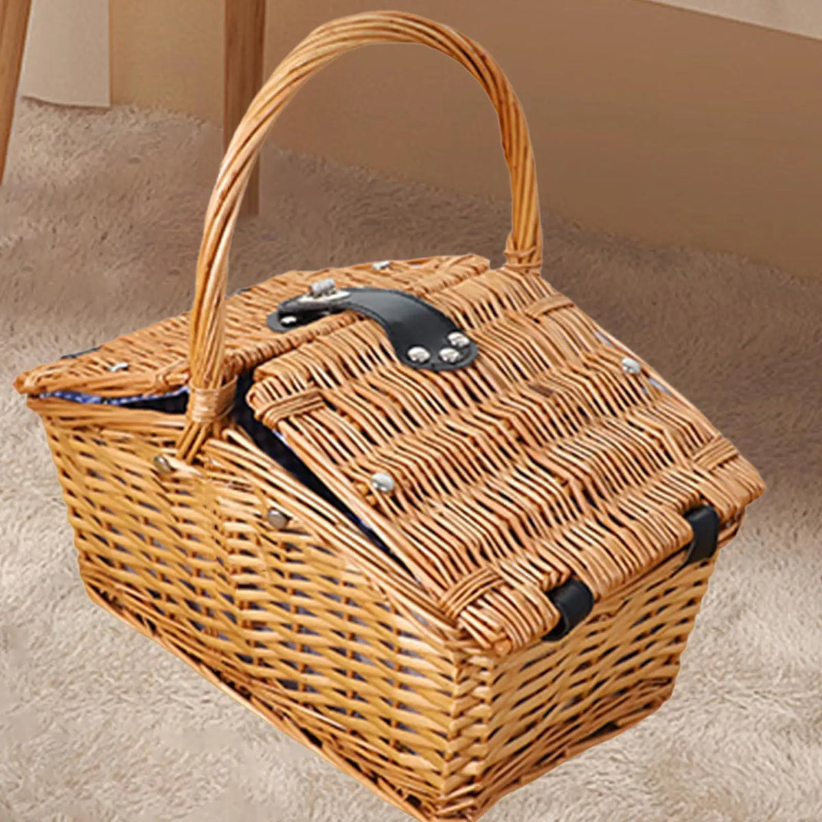Picnic Basket Multipurpose Farm Handheld Basket Portable Flower Basket Woven Basket for Garden Wedding Holiday Banquet Bedroom Quake