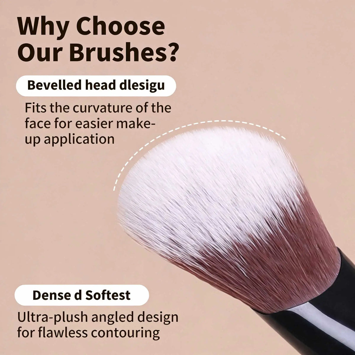 1pc Angled Blush Brush, Soft Fiber Hair, Natural Makeup Application, Suitable For Beginners Quake