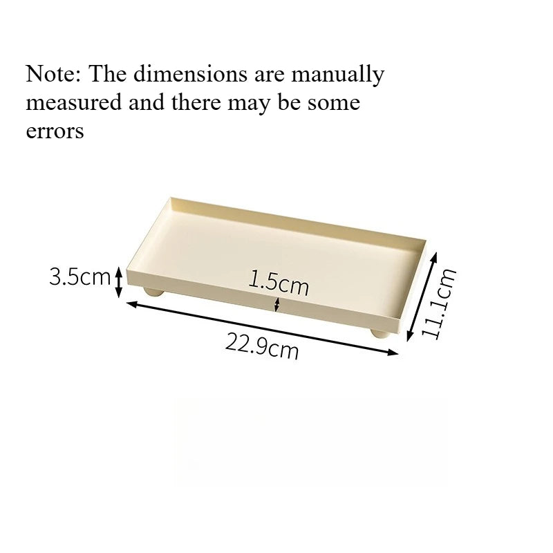 Nordic Minimalist Metal Storage Tray,Entryway Desktop Organizer for Cosmetics Aromatherapy Jewelry Decor Large Small Size Quake WHITE