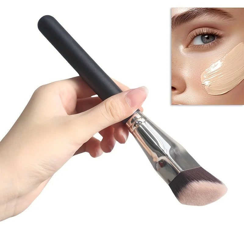 Professional Wide-Angle Foundation Brush Rectangular Bristles Suitable for All Skin Types, Synthetic Fiber Makeup Tool Quake