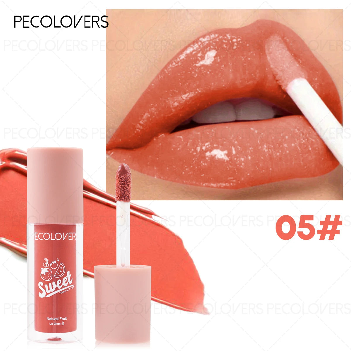 Arious of Fruit Flavors Lip Gloss, Multi-Color Lip Glaze, Long-lasting Stain Resistant Transparent Film Forming Lip Gloss Quake 05