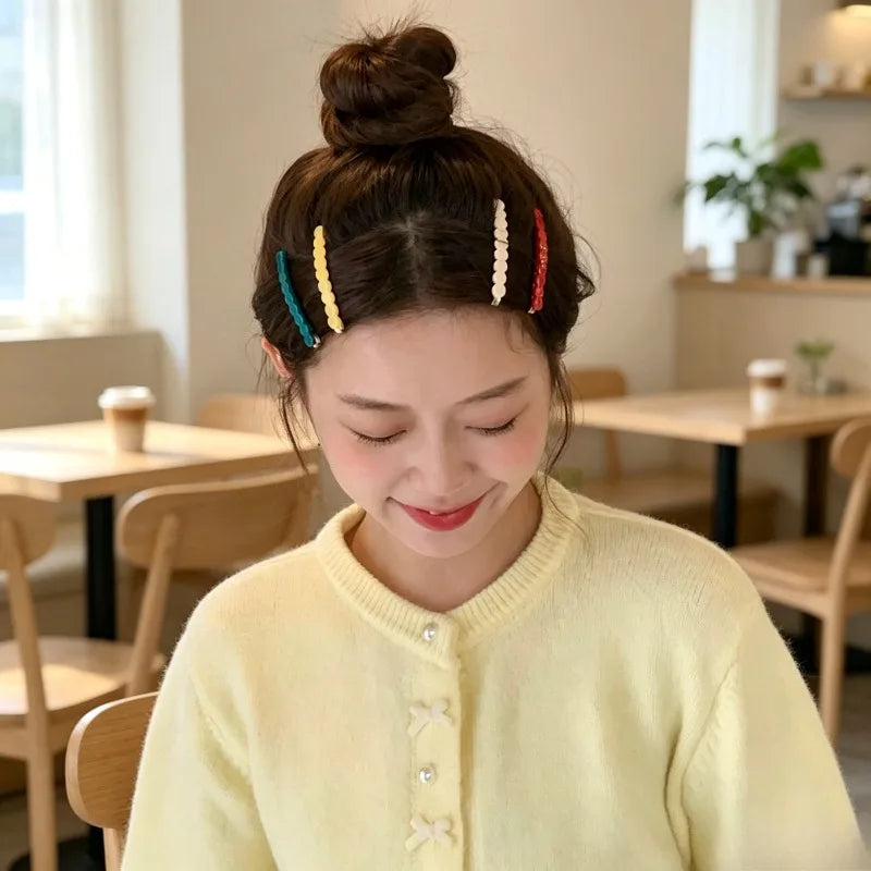 Sweet Colorful Wavy Bean Hair Bobby Pin Versatile Bangs Broken Hair Clip for Teen Girls Daily Hair Styling Decor Quake